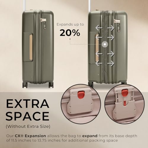 Briggs & Riley 27" Medium Expandable Spinner - Checked Luggage for Travel, Suitcases with Wheels, Hardside Rolling Bag for Men & Women, Self-Repairing Zipper - Sympatico Collection, Olive