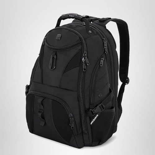 SWISSGEAR 1900 ScanSmart TSA Laptop Backpack Fits 17 Inch Laptop with RFID Protection and Tablet Pocket, Black/Black, 19-Inch