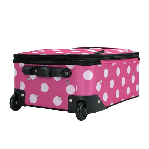 Rockland Fashion Softside 2 Piece Luggage Set, Expandable, (14" Tote/19" Upright), Pink Dot