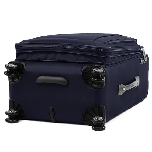 Travelpro Platinum Elite Softside Expandable Checked Luggage, 8 Wheel Spinner Suitcase, TSA Lock, Men and Women, Dark Blue, Checked Medium 25-Inch
