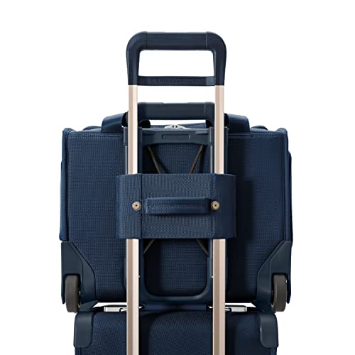 Briggs & Riley 2-Wheel Cabin Bag - Carry On Luggage for Travel, Suitcases with Wheels, Softside Rolling Bag for Men & Women, Interlocking Handle, Self-Repairing Zipper - Baseline Collection, Navy