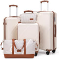 CONCEPTEN Luggage Sets 5 Piece, Hardside Spinner Suitcases with Wheels, Lightweight Carry On Luggage Set with TSA Lock, 20in 24in 28in ABS Hardshell Travel Set, White