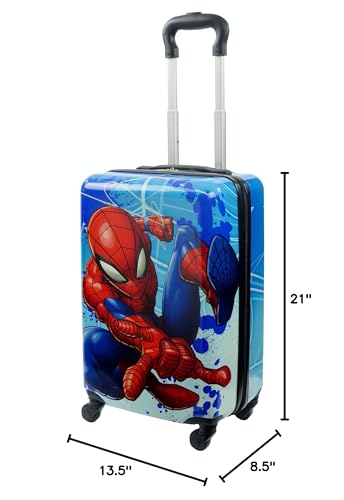 FUL Marvel Spider-Man Kids Suitcase for Boys and Girls | 21" Kids Carry On Luggage | Hardshell Rolling Suitcase with 360° Spinner Wheels | Airline Approved
