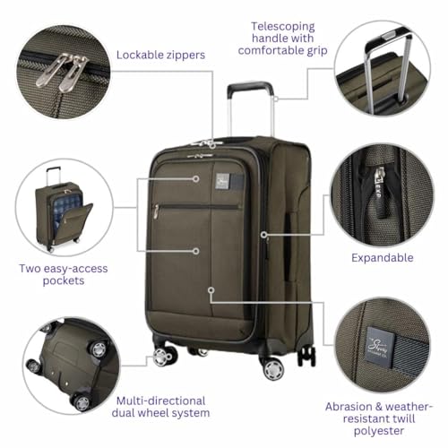 Skyway Sigma 7.0 Softside Expandable Spinner Suitcase with Wheels (Pine, Carry-on 20-Inch)