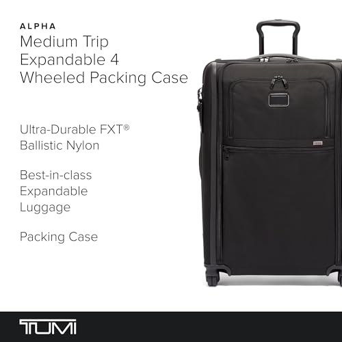 TUMI - Alpha Medium Trip Expandable 4-Wheeled Packing Case - Professional Travel Luggage - TSA Lock Tracer - TUMI Suitcase - Black