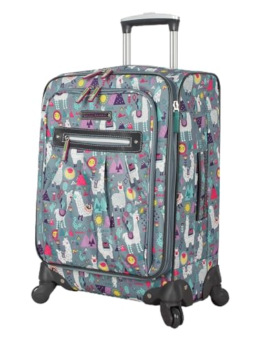 Lily Bloom Luggage Carry On Expandable Design Pattern Suitcase For Woman With Spinner Wheels (Llama Mama, 20in)