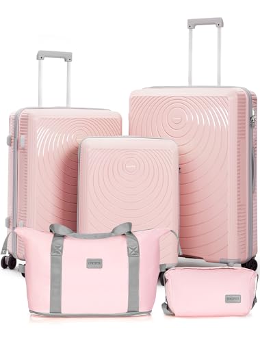 CONCEPTEN Luggage Sets 5 Piece,Lightweight,Impact-Resistant,Wear-Resistant Suitcases with Wheels, Hardshell Suitcase Set with Spinner Wheels, PP Carry on Luggage Set with TSA Lock, Travel Luggage