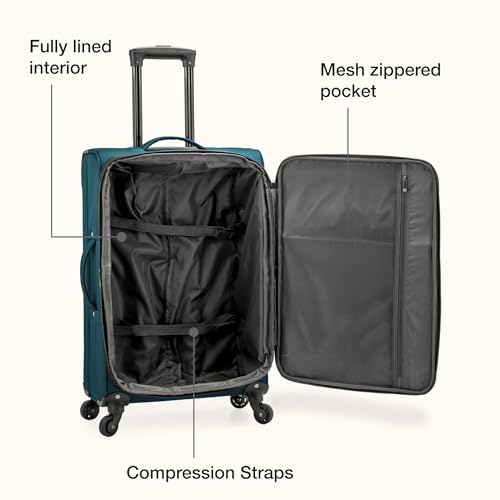 U.S. Traveler Anzio Softside Expandable Luggage with Spinner Wheels, Teal, 2-Piece Set (22/30)