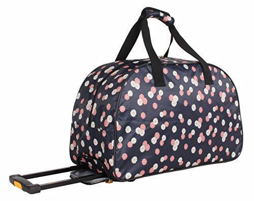LUCAS Designer Carry On Luggage Collection - Lightweight Pattern 22 Inch Duffel Bag- Weekender Overnight Business Travel Suitcase with 2- Rolling Wheels (Ditty Floral)