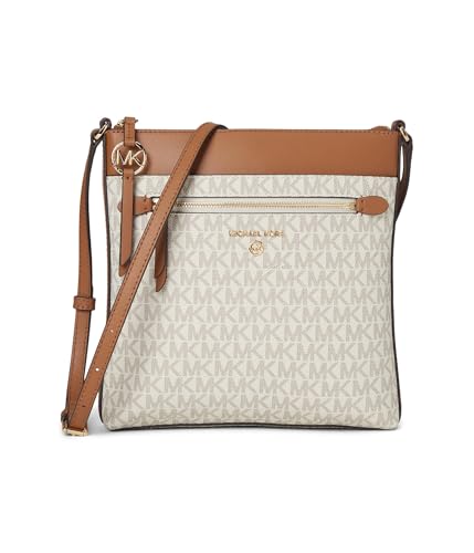 Michael Kors Jet Set Charm Small Flat Crossbody Bag, Gold-Tone Hardware/Vanilla/Acorn, One Size