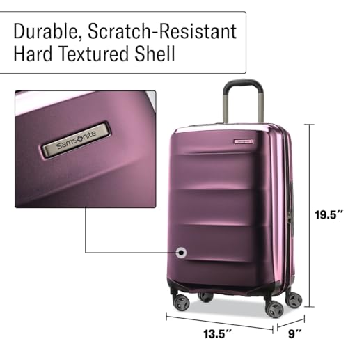 Samsonite Octiv Lightweight Hardshell 20-Inch Carry-On Luggage - Durable & Impact Resistant, 360° Aero Trac Spinner Wheels, Adjustable Telescopic Handle, Expandable Suitcase, TSA Approved Lock, Purple