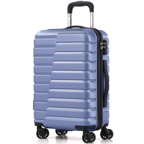 Coolife Carry On Luggage Airline Approved with Spinner Wheels, Hard Shell Suitcase TSA Lock Lightweight Travel Luggage 20-inch,Blue