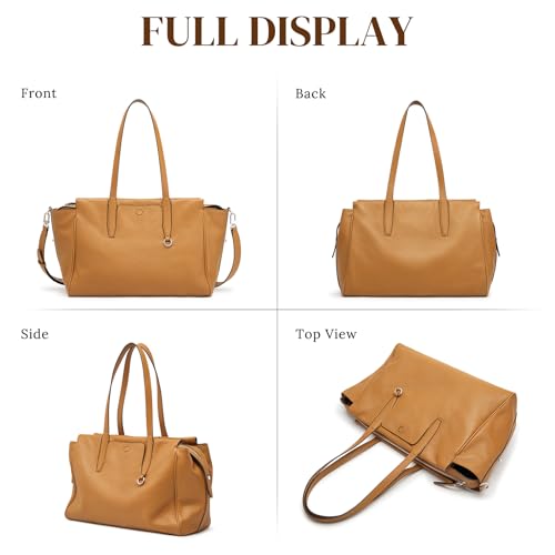S-ZONE Leather Tote Bag for Women Large Shoulder Bags Crossbody Handbag Work Purse Travel Trip
