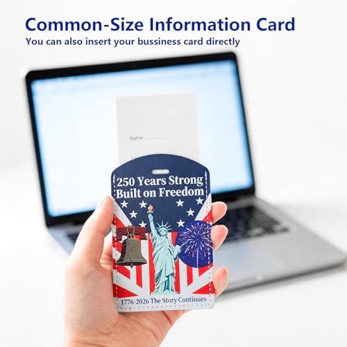 USA 250th Anniversary Luggage Tags (2 Pack) - Patriotic Liberty Bell & Statue of Liberty Suitcase Tags for Travel, 4th of July Decorations Travel Accessories