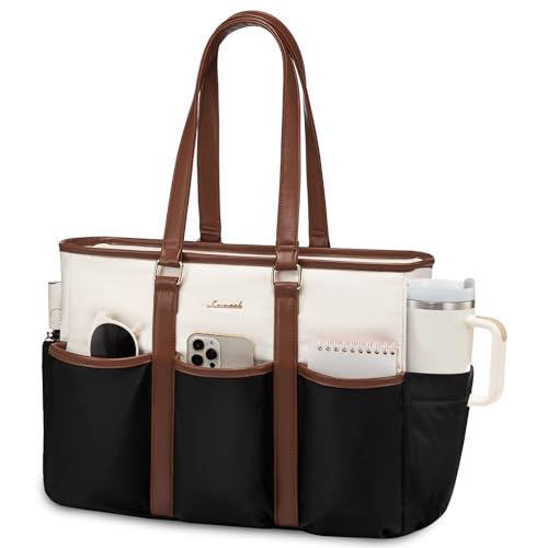 LOVEVOOK Teacher Tote Bag for Women Work, Nurse Laptop Bag for Women, Utility Everything Tote For Work/Travel/College/Daily, Professional Computer Purse Large Handbag With Multi Pockets