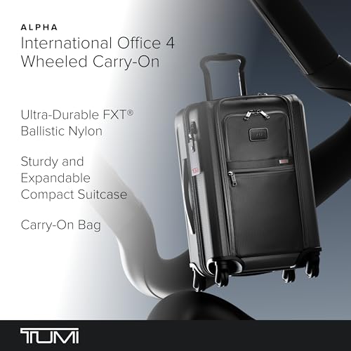 TUMI - Alpha International Office 4 Wheeled Carry-On - Men's Zip Expansion Business Luggage with Laptop & Tablet Compartments - Black
