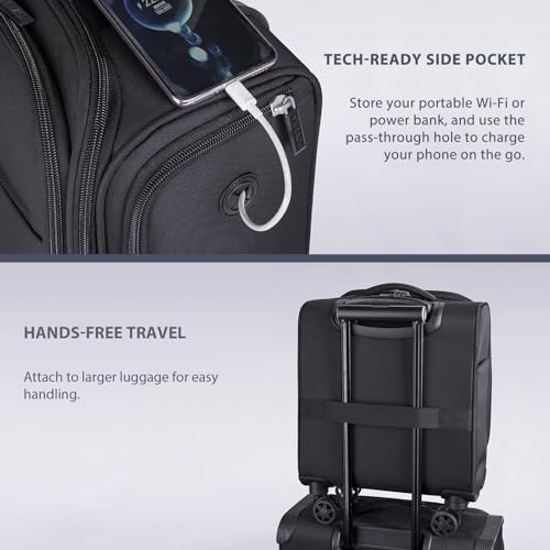 Verage Underseat Carry On Luggage with Wheels, 14.5-Inch Spinner Small Suitcase, Softside Lightweight Travel Bag for Men and Women, Airplane Carry On Bag, Black