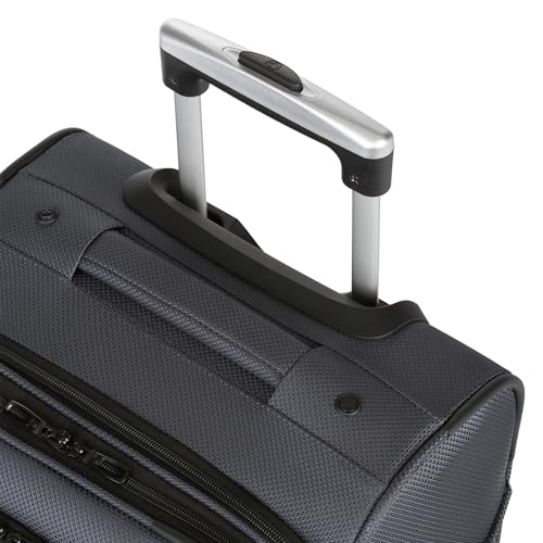 SWISSGEAR Sion Softside Expandable Spinner Luggage Durable Lightweight Travel Suitcase, Dark Grey, Carry-On