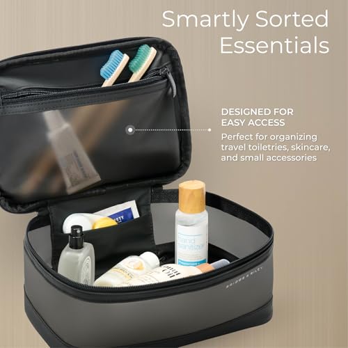 Briggs & Riley Travel Essentials Translucent Case - Toiletry Bag for Women & Men, Organizer for Bathroom Accessories, Makeup, & Skincare, Dopp Kit for Vacation - Baseline Collection, Black