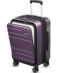 LUGGEX Carry On Luggage 22x14x9 Airline Approved, Expandable Polycarbonate Suitcase with Front Pocket (FX-Core, Purple, 20 Inch)