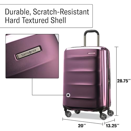 Samsonite Octiv Lightweight Hardshell 28-Inch Large Checked Luggage - Durable & Impact Resistant, 360° Aero Trac Spinner Wheels, Adjustable Telescopic Handle, Expandable, TSA Approved Lock - Purple