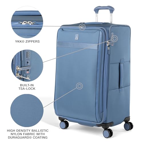Travelpro VersaPack+ Lightweight Softside Expandable Checked Luggage, 8 Spinner, TSA Lock, Checked Large 29-Inch, Elemental Blue