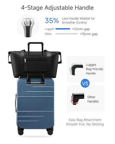 LUGGEX Carry On Luggage Top Opening, FLA Aluminum Frame Trunk Style Luggage, Polycarbonate Hard Shell Suitcase (FX-Enhance, Blue, 20 Inch, 38L)