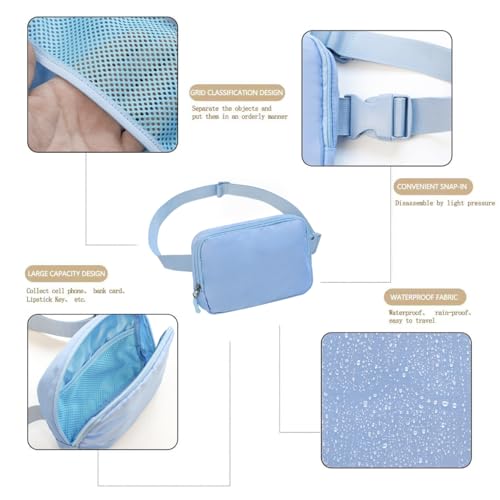 Belt bag Fanny pack crossbody bags for women Everywhere belt bag (Light blue)