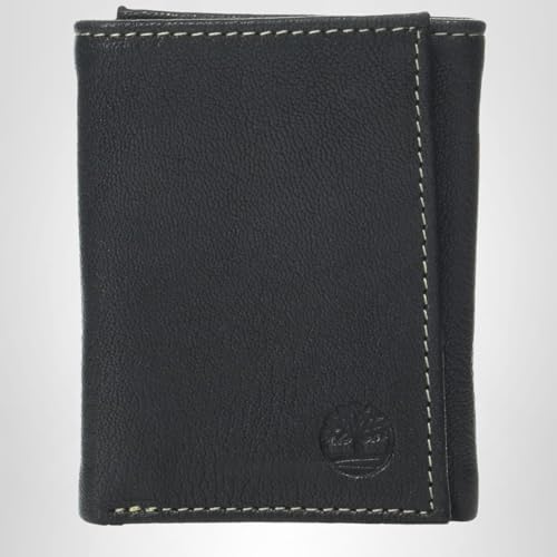 Timberland Men's Genuine Leather Rfid Blocking Trifold Wallet, Black, One Size