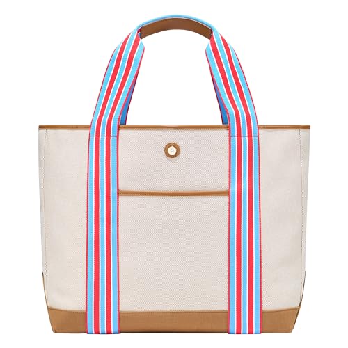 Paravel Cabana Tote Bag | Made with Recycled Canvas Material & Vegan Leather | Premium Everyday Tote Bag | Paloma, Large