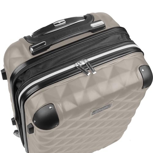 Kenneth Cole REACTION Diamond Tower Collection Lightweight Hardside Expandable 8-Wheel Spinner Travel Luggage, Rye, 2-Piece Set (20" & 28")