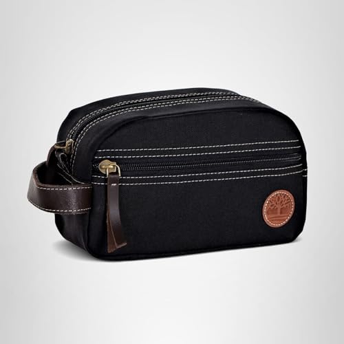 Timberland Men's Toiletry Bag Canvas Travel Kit Organizer, black, One Size