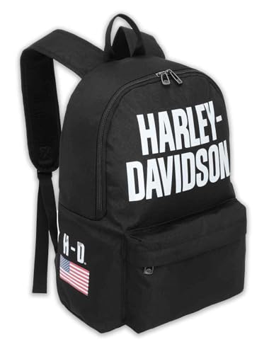 Harley-Davidson Rugged American Flag Graphic Durable Backpack, Black