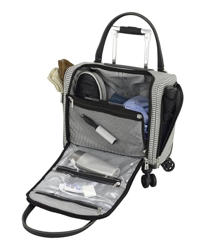 London Fog Cambridge 15" 8-Wheel Under the Seat Bag, Black White Houndstooth