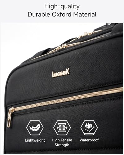LUGGEX Rolling Laptop Bag with Wheels, 17.3" Soft Sided Laptop Rolling Briefcase with 4 Spinner Wheels - Lightweight Carry On for Business Travel Overnight (UDS-Core, Black, 18 Inch)