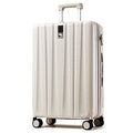 Hanke 29 Inch Luggage Suitcases with Spinner Wheels Lightweight PC Hardside Rolling Suitcase with Travel Lock, Checked-Large (Ivory White)