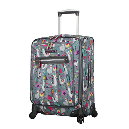 Lily Bloom Luggage 3 Piece Softside Spinner Suitcase Set Collection (Llama Mama)
