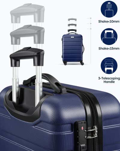 Suitour Luggage 3 Piece Sets Hard Shell Luggage Set Spinner Wheels, TSA Lock, 20 24 28 inch Travel Suitcase Sets, Dark Blue