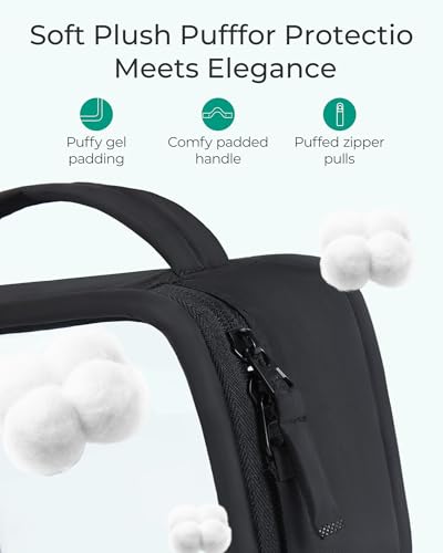 BAGSMART TSA-Approved Toiletry Bag, Large Opening Clear Makeup Bag with Handle, Quart Sized Travel Toiletry Bag, Carry-On Airline Compliant for Men and Women (Black)
