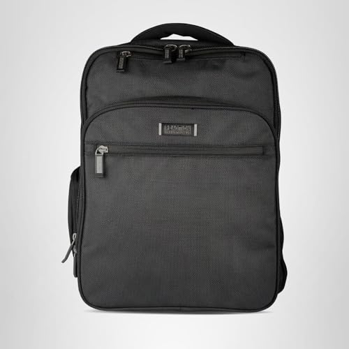 Kenneth Cole Reaction Brooklyn Commuter Backpack Slim 16" Laptop Computer & Tablet Anti-Theft RFID Business, Work, , & Travel Bookbag, Black Polyester