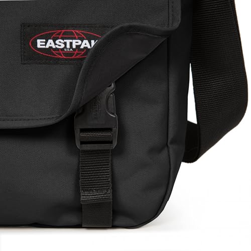 EASTPAK Delegate + – 20L Weatherproof Shoulder Bag with 17" Laptop Sleeve, Trolley Strap, Reflective Details, Adjustable Padded Strap, Black