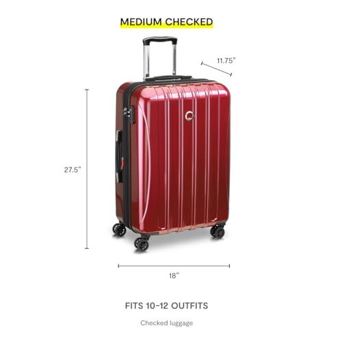DELSEY PARIS Helium Aero Hardside Expandable Luggage with Spinner Wheels, Brushed Charcoal, Checked-Medium 24 Inch