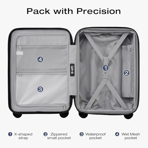 Coolife Luggage Sets Checked Suitcases - 2 Piece, Travel Carry on with Spinner Wheels, Expandable Hardside Large Suitcase with TSA Lock,20+29 Inch Black
