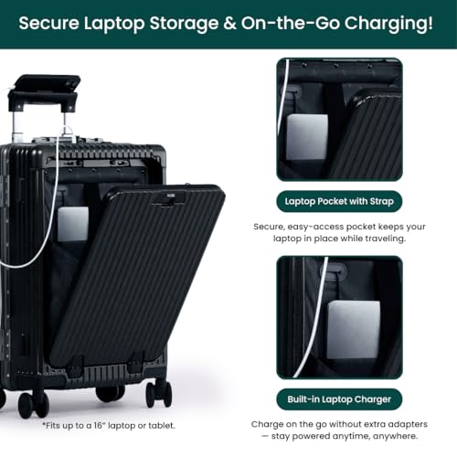 Nobl Travel Carry on Luggage, Zipperless Aluminum Frame, TSA Locks