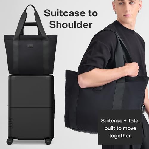 July Carry On Max Expandable - 21.5" Airline Approved Carry On Luggage with Travel Tote, Rolling Suitcase for Men & Women - TSA Lock Spinner Suitcase, Silent Wheels, Expansion Zip - Charcoal
