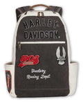Harley-Davidson Multiple Patches & Logos Vintage Backpack, Durable Canvas