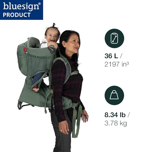 Osprey Poco Premium Child Carrier Backpack - Adjustable Travel Baby Seat with Sunshade - Hiking Carrier for Toddlers, Tidal Blue