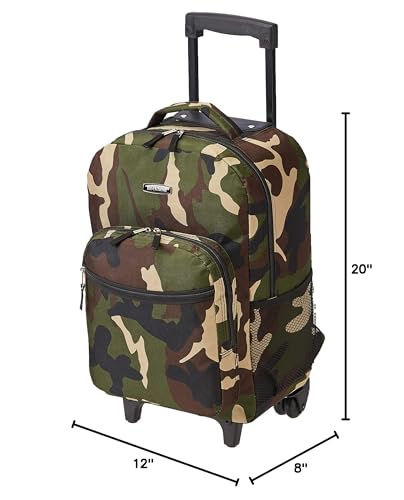 Rockland Double Handle 17" Rolling Backpack, Camo