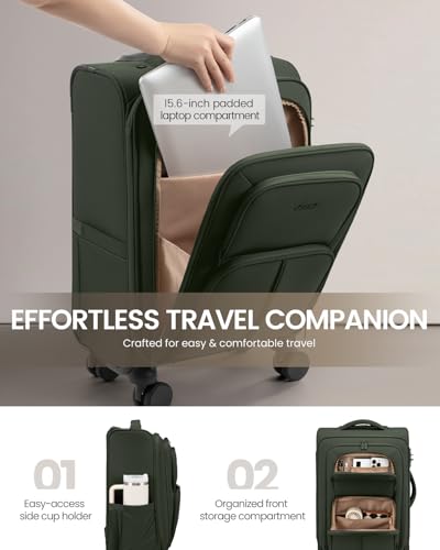 LOVEVOOK Carry On Luggage 22x14x9 Airline Approved, 22 Inch Softside Suitcases with Spinner Wheels, Lightweight Carry-on Suitcase with TSA Lock for Women Men, Large Luggage for Travel Business Trip