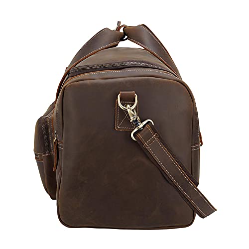 Polare 23" Full Grain Cowhide Leather Gym Duffle Weekender Overnight Travel Duffel Bag For Men 42L